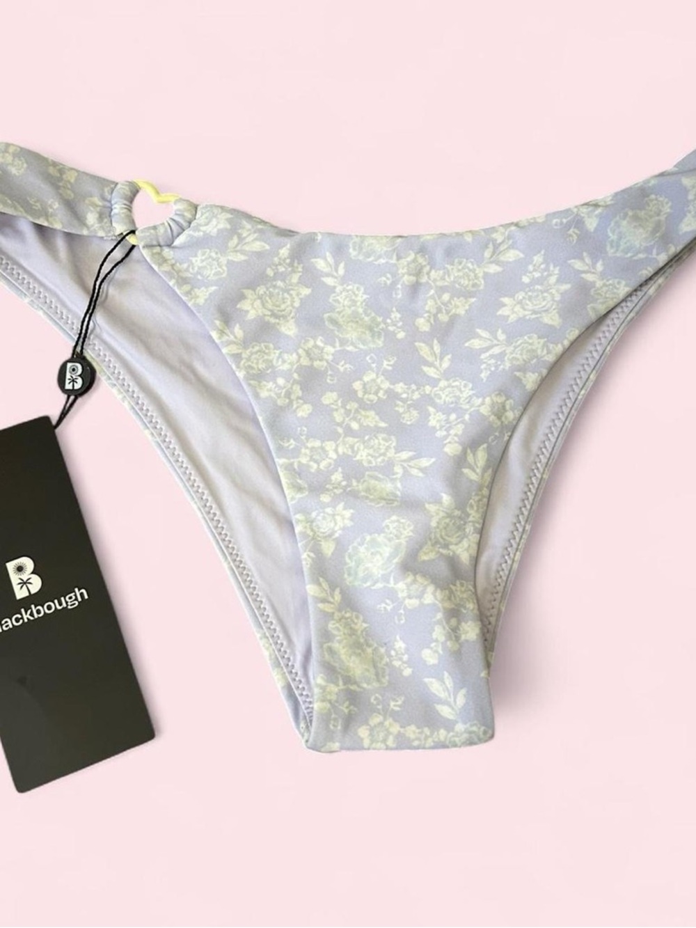 Blackbough Camila Cheeky Lavender Floral Bikini Bottom with Heart Ring Accent
